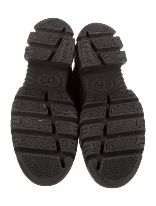 Gucci Web Accent Leather Combat Boots