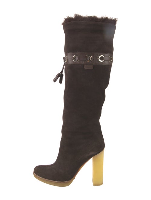 Gucci Suede Printed Lace-Up Boots