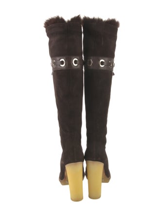 Gucci Suede Printed Lace-Up Boots