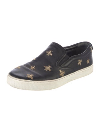 Gucci Leather Embroidered Accent Sneakers