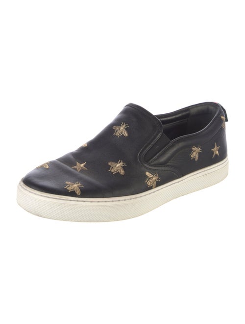 Gucci Leather Embroidered Accent Sneakers