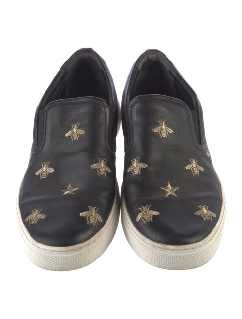 Gucci Leather Embroidered Accent Sneakers