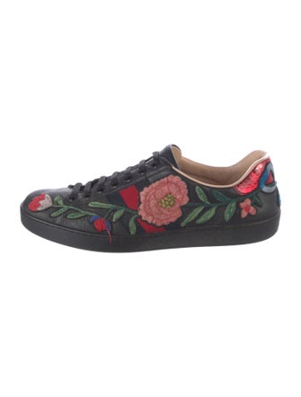 Gucci Leather Floral Print Sneakers