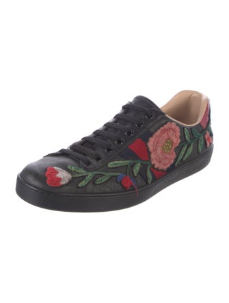 Gucci Leather Floral Print Sneakers