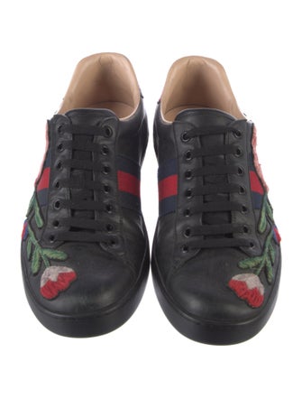 Gucci Leather Floral Print Sneakers