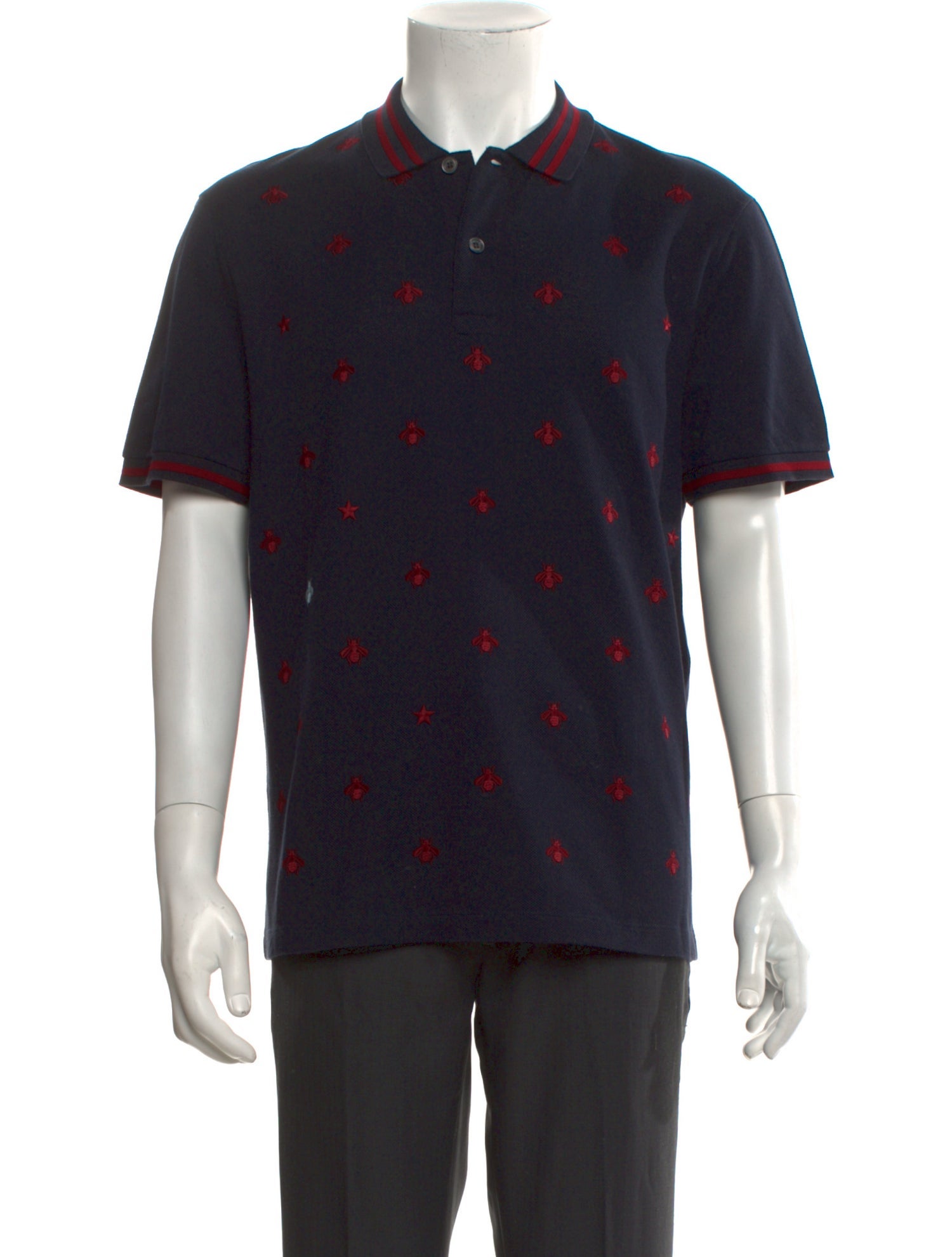 Gucci Bee Accent Printed Polo Shirt