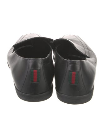Gucci Web Accent Leather Loafers