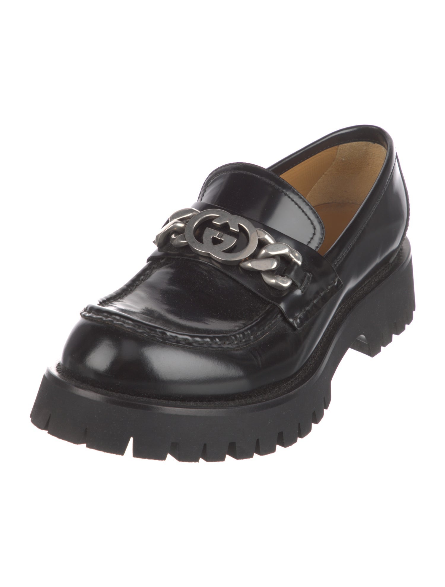 Gucci Interlocking G Logo Patent Leather Loafers