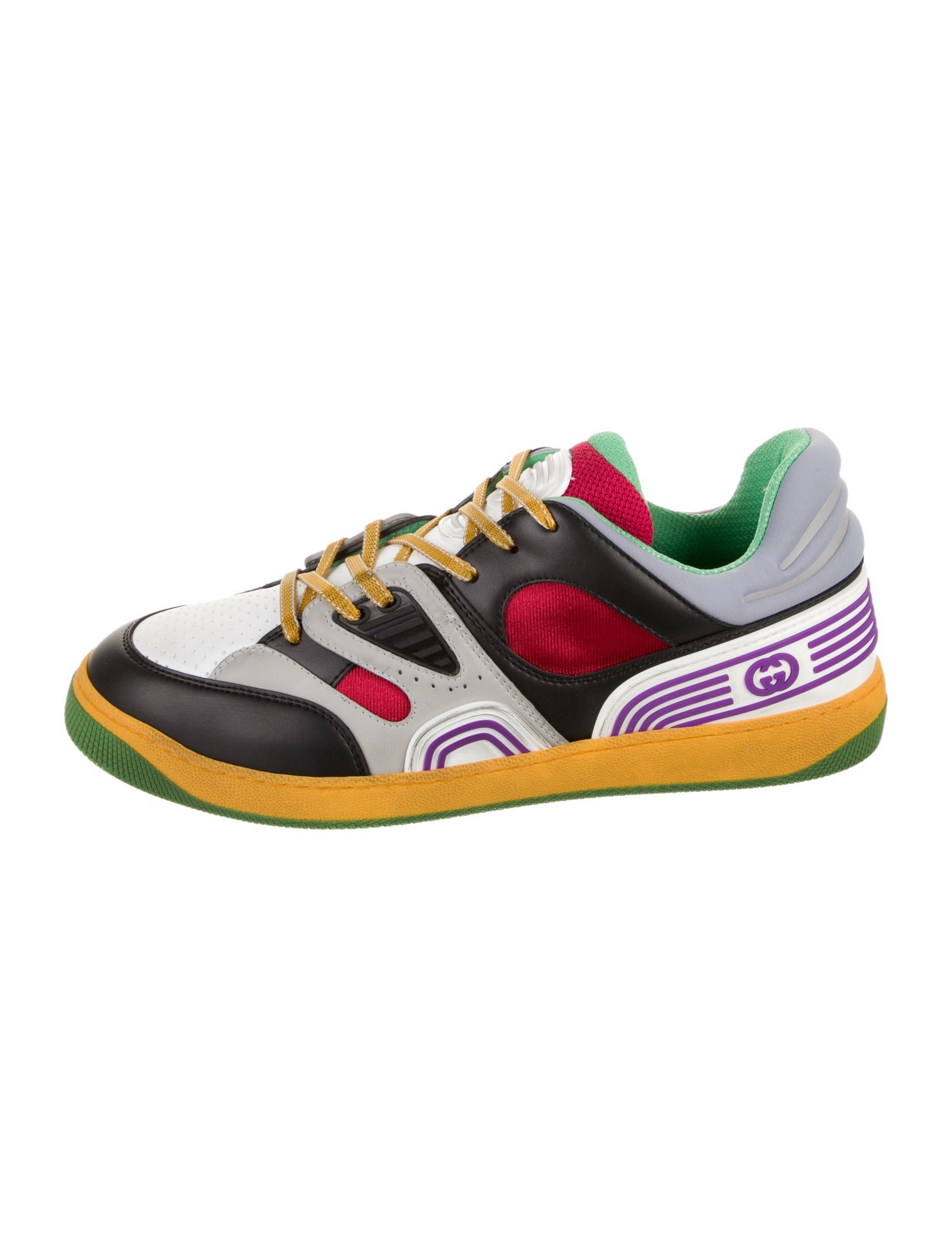 Gucci Leather Colorblock Pattern Athletic Sneakers