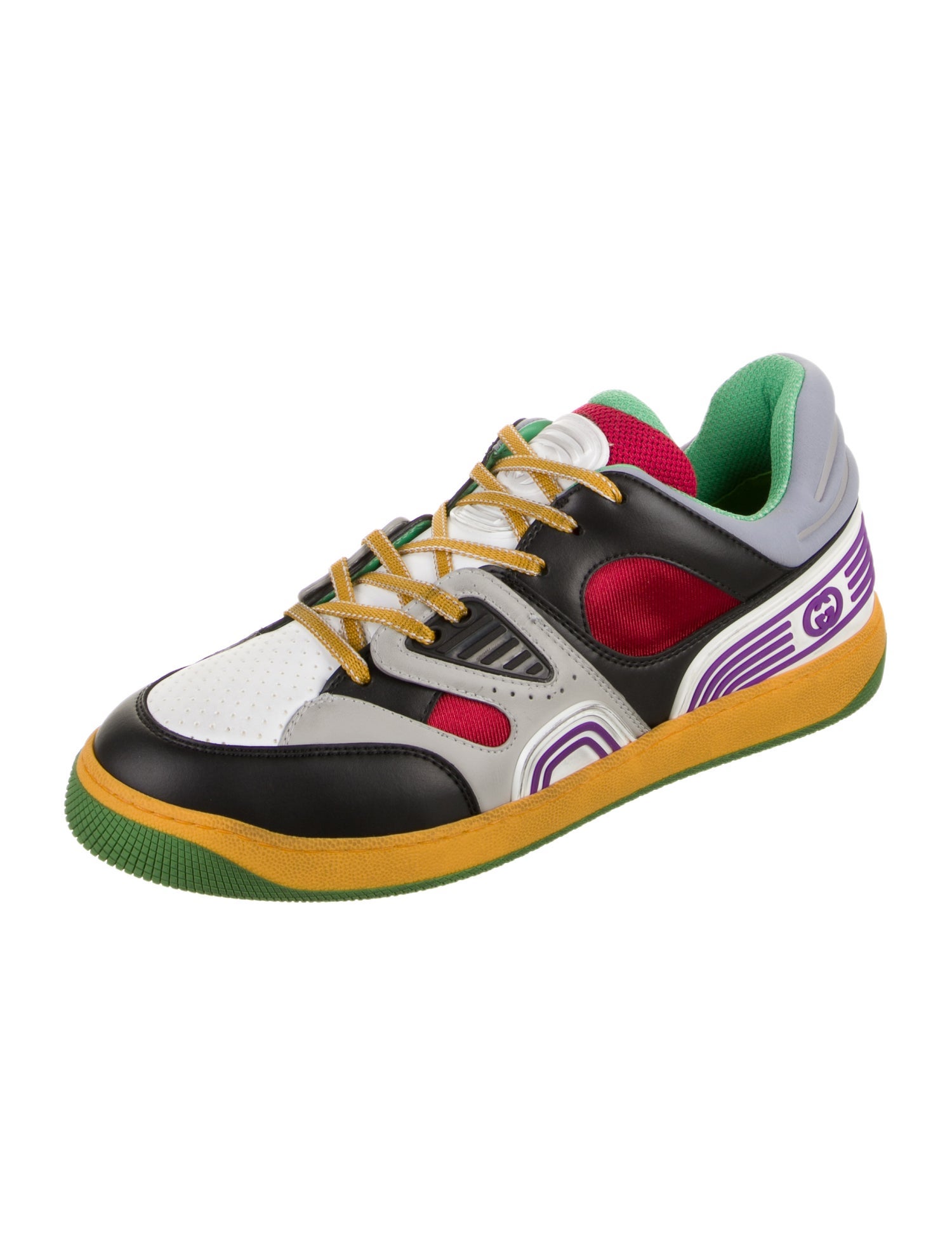 Gucci Leather Colorblock Pattern Athletic Sneakers