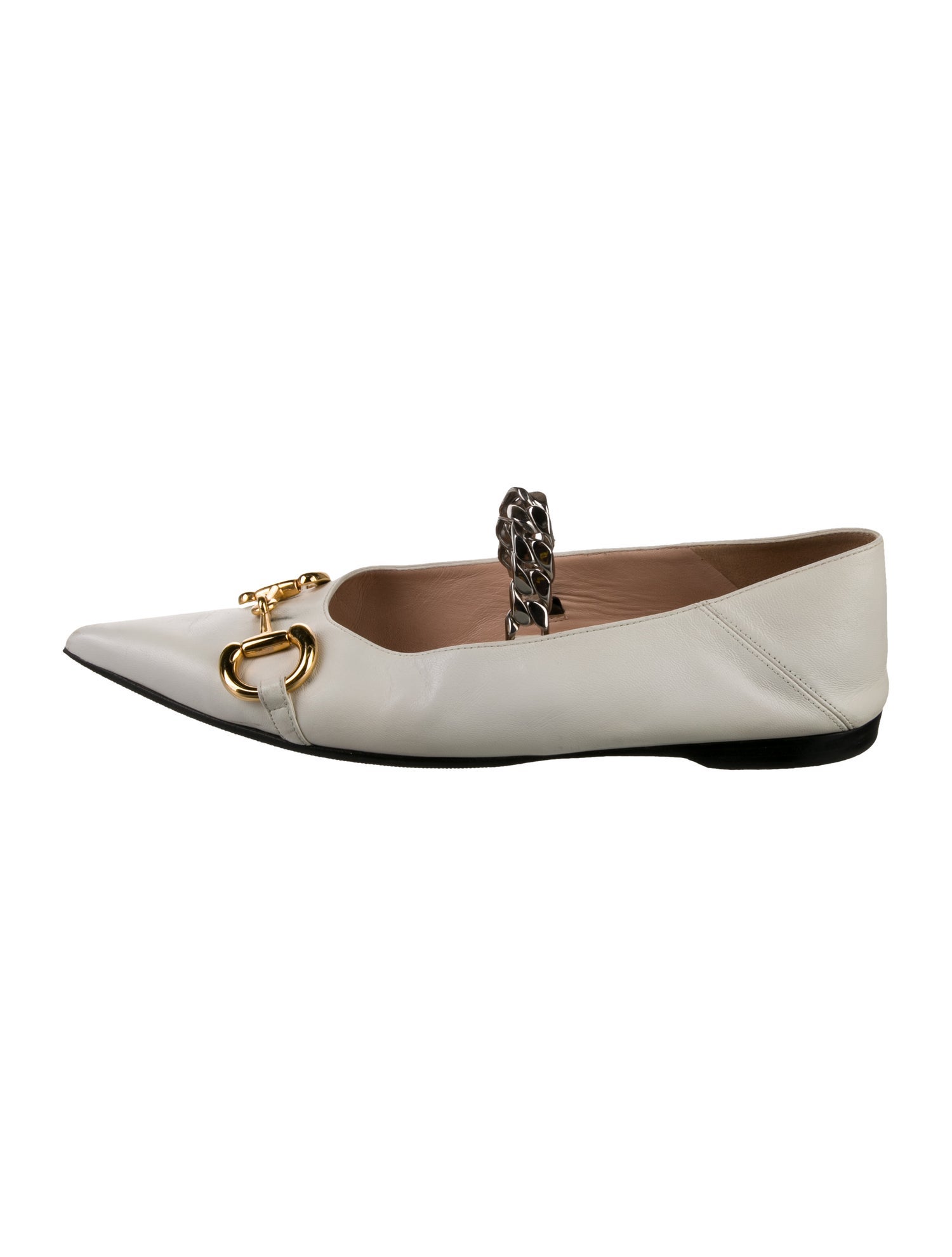 Gucci Horsebit Accent Leather Mary Jane Flats