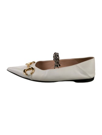 Gucci Horsebit Accent Leather Mary Jane Flats