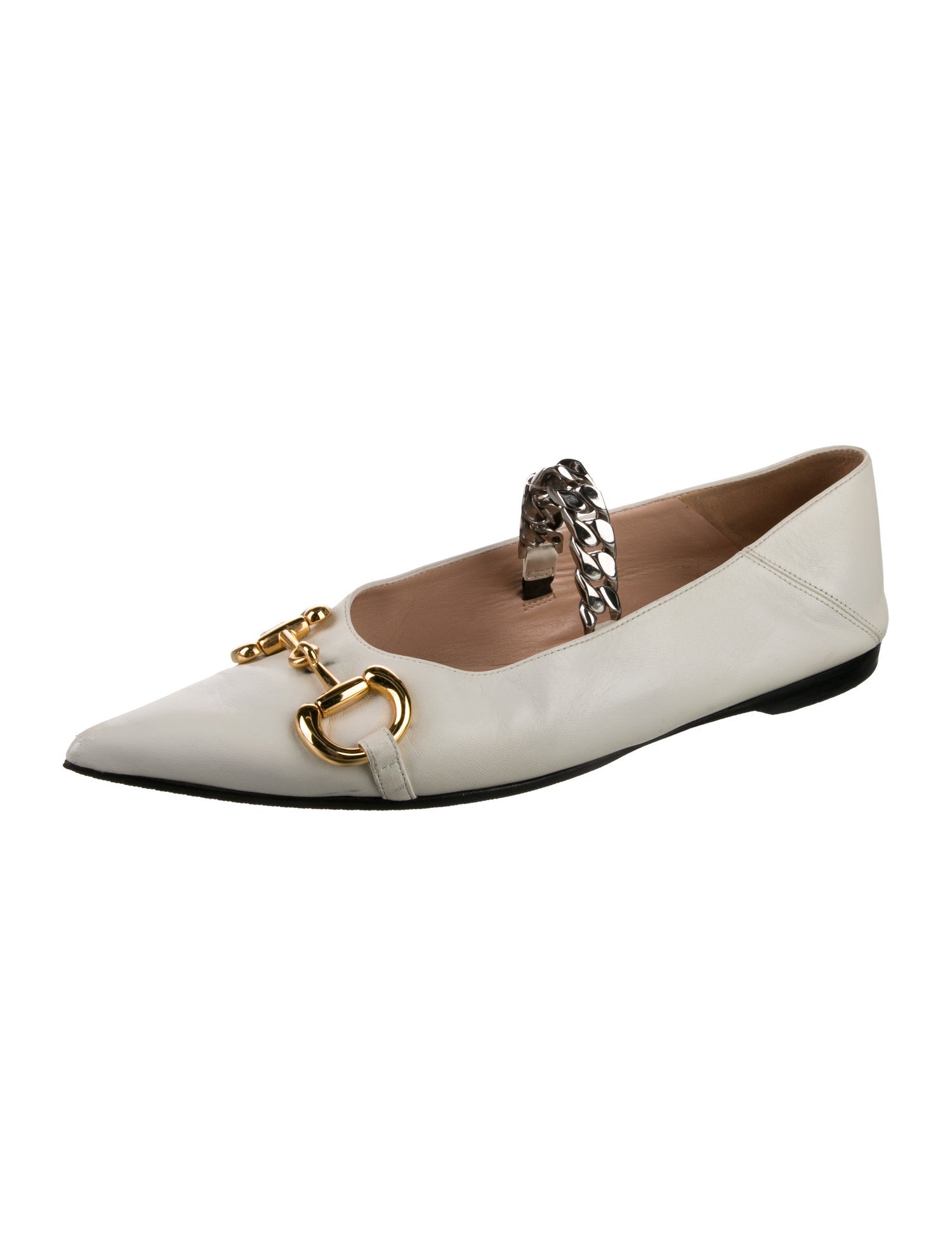 Gucci Horsebit Accent Leather Mary Jane Flats