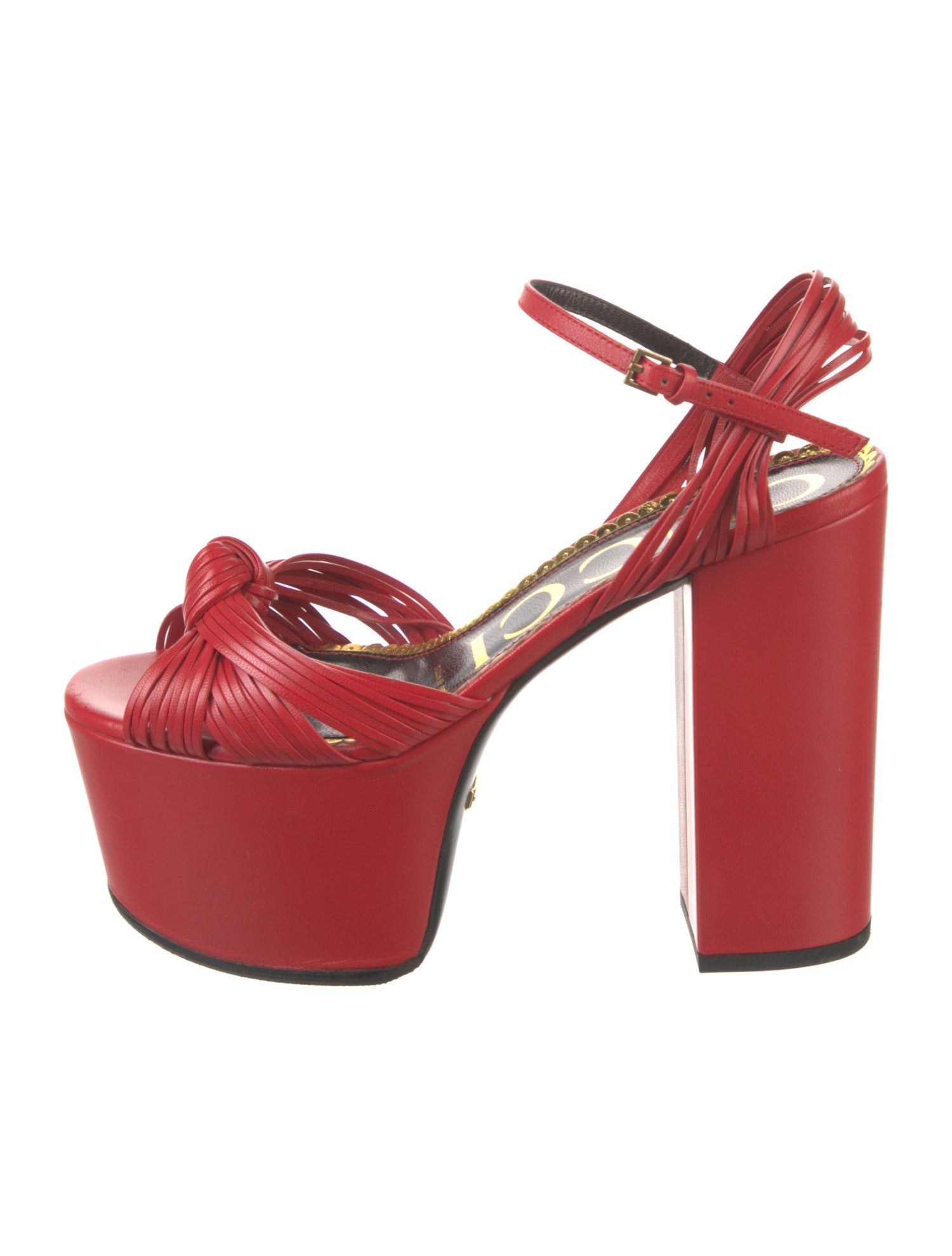 Gucci Leather Ruffle Embellishment Sandals