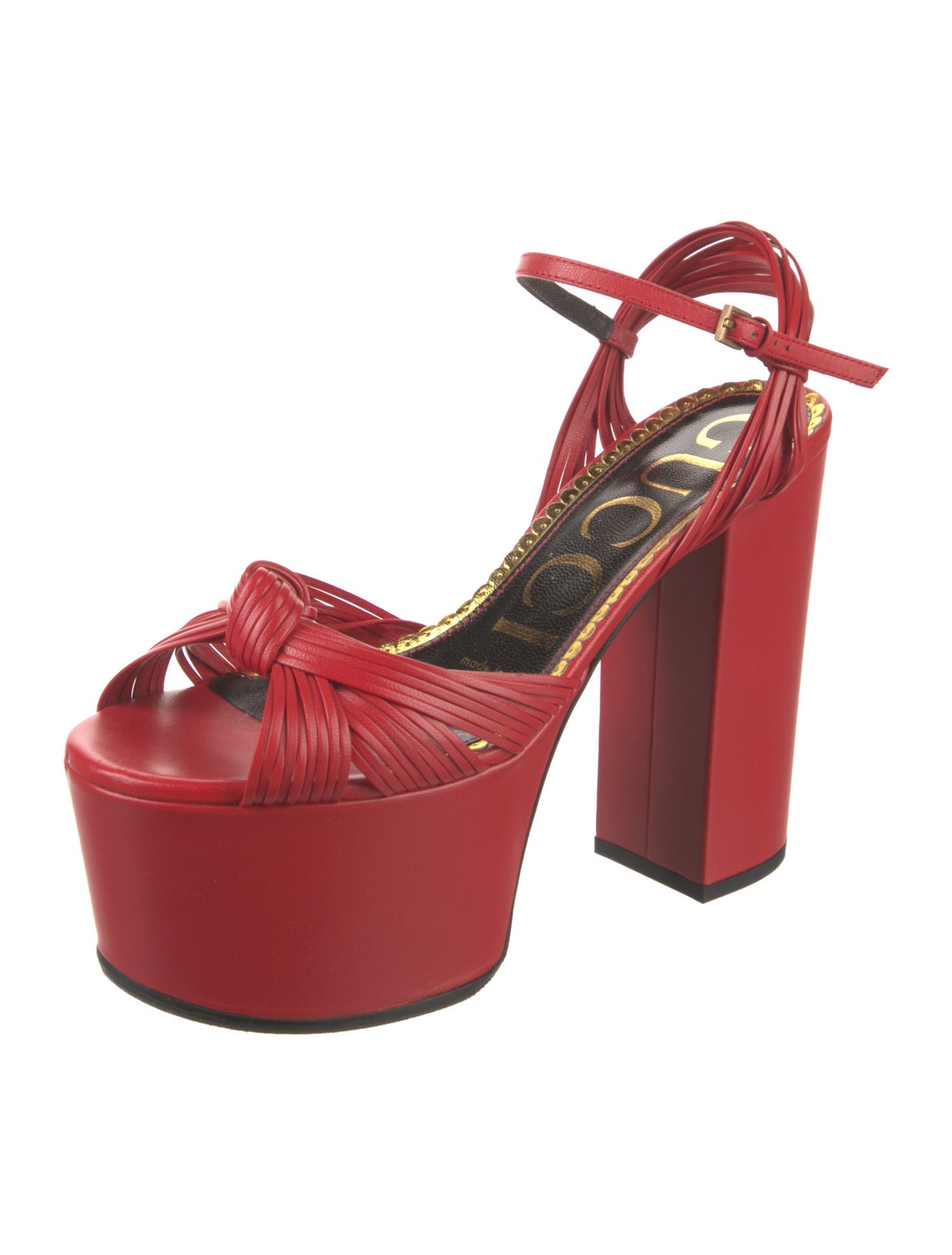 Gucci Leather Ruffle Embellishment Sandals