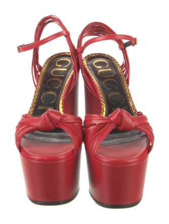Gucci Leather Ruffle Embellishment Sandals