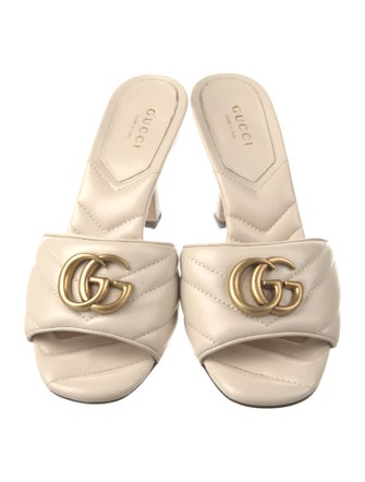 Gucci Double G Logo Leather Slides