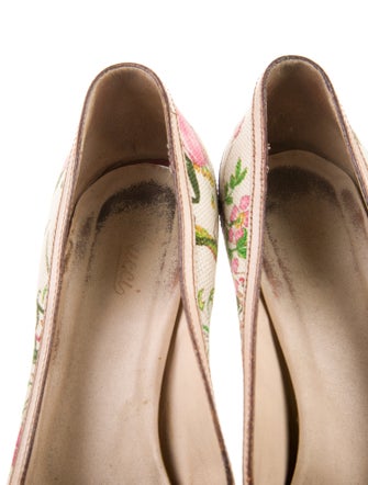 Gucci Flora Print Canvas Slingback Pumps