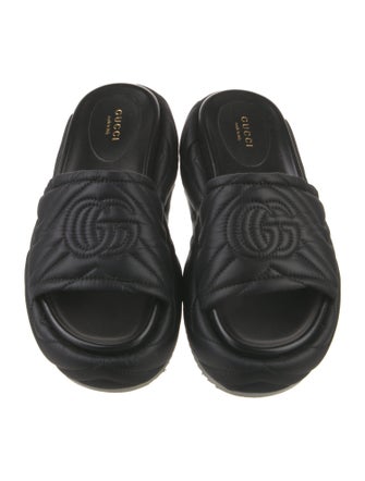 Gucci Double G Logo Leather Slides