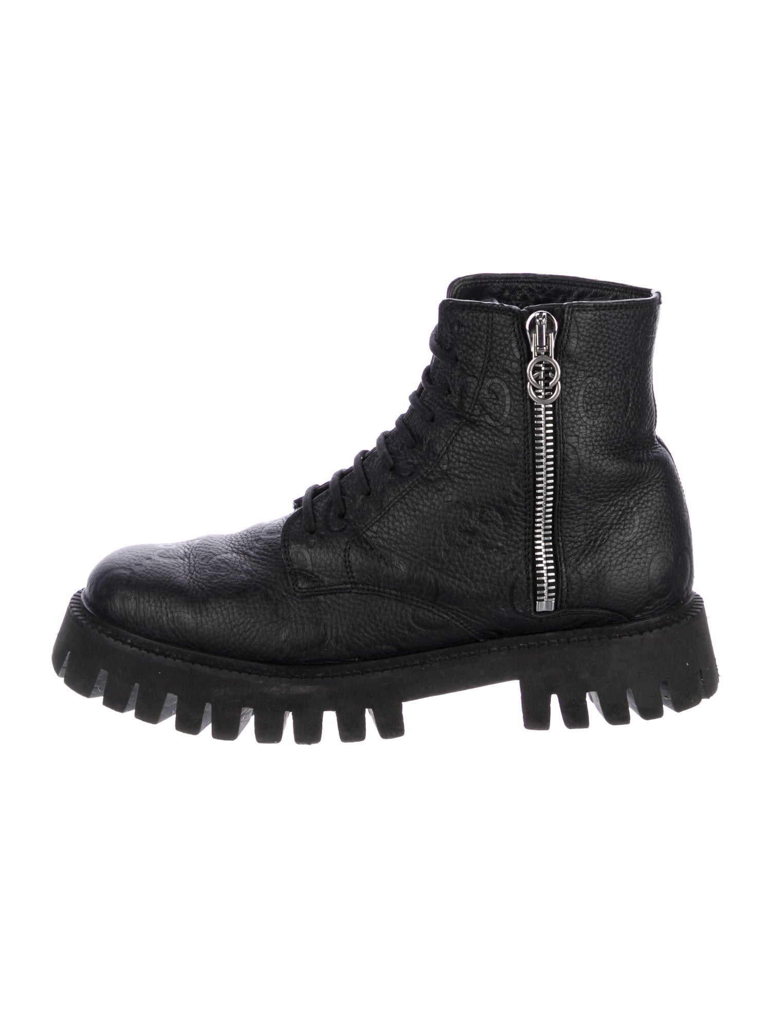Gucci GG Signature Leather Combat Boots