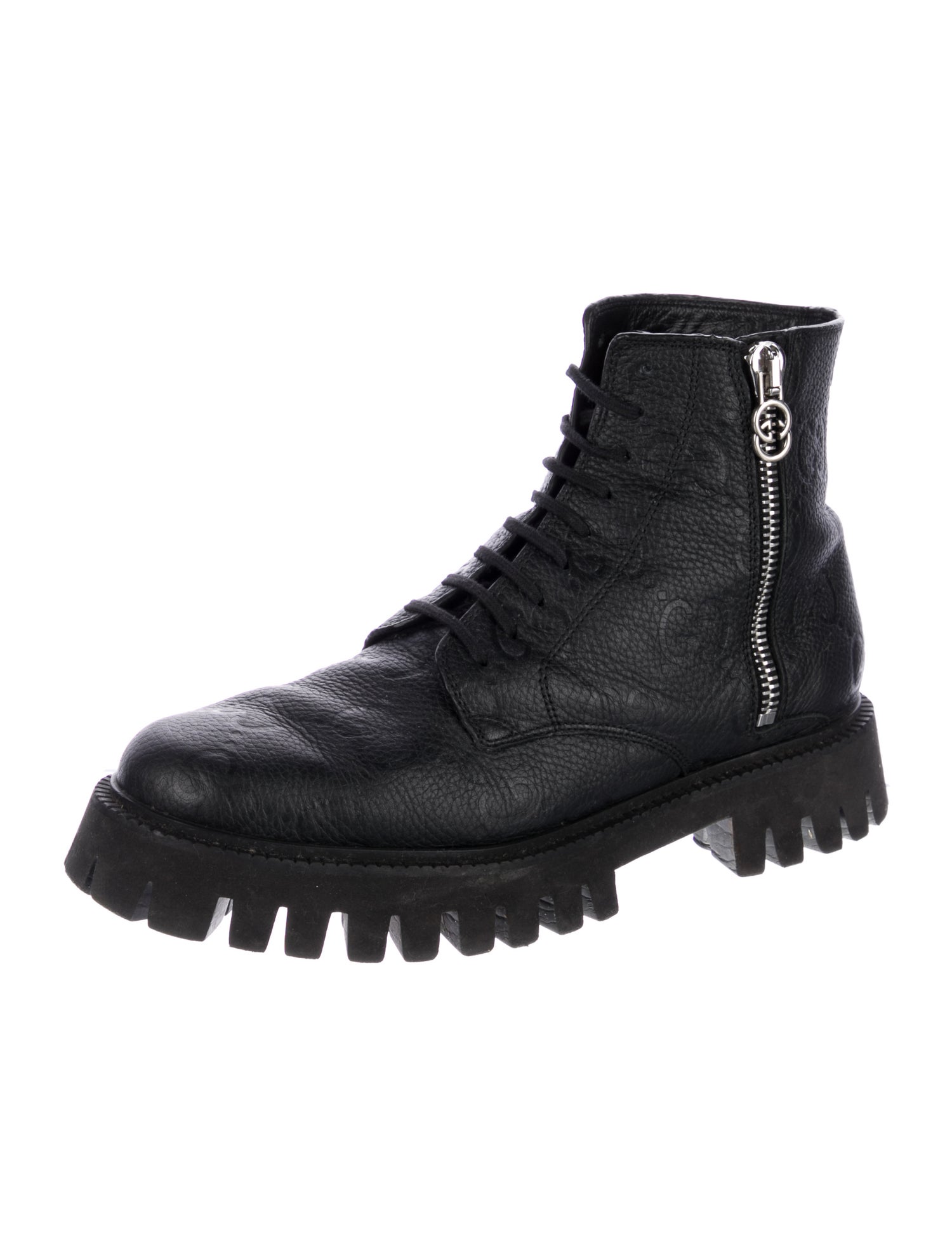 Gucci GG Signature Leather Combat Boots