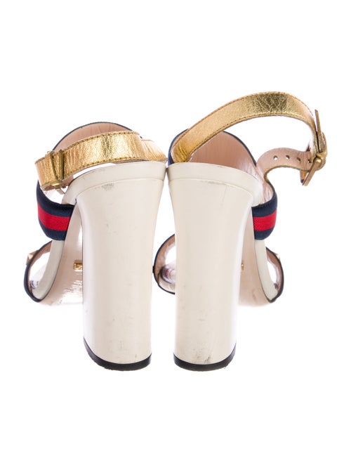 Gucci Sylvie Web Accent Studded Accents Slingback Sandals