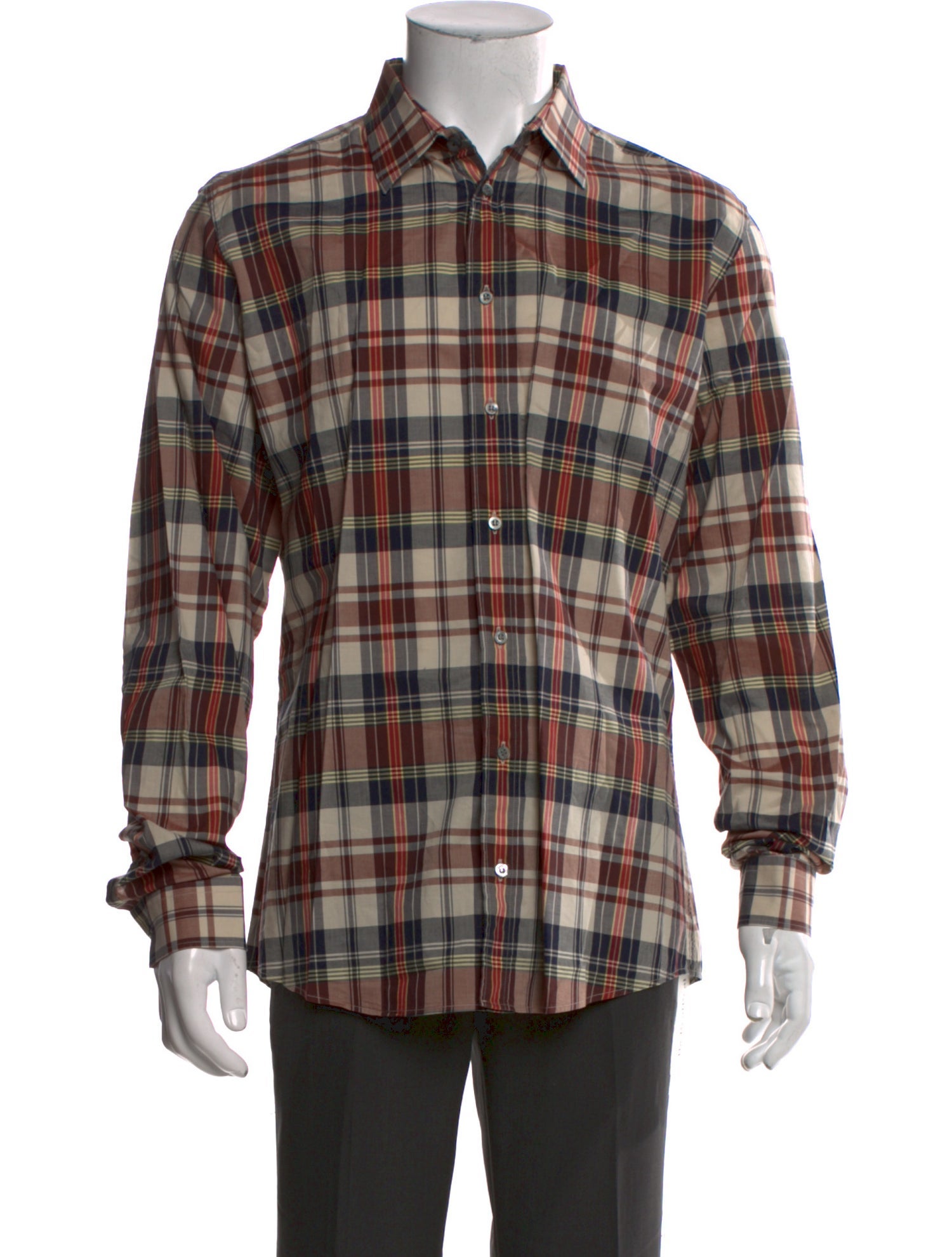 Gucci Plaid Print Long Sleeve Shirt
