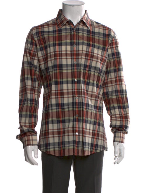 Gucci Plaid Print Long Sleeve Shirt