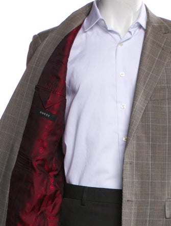 Gucci Wool Plaid Print Blazer