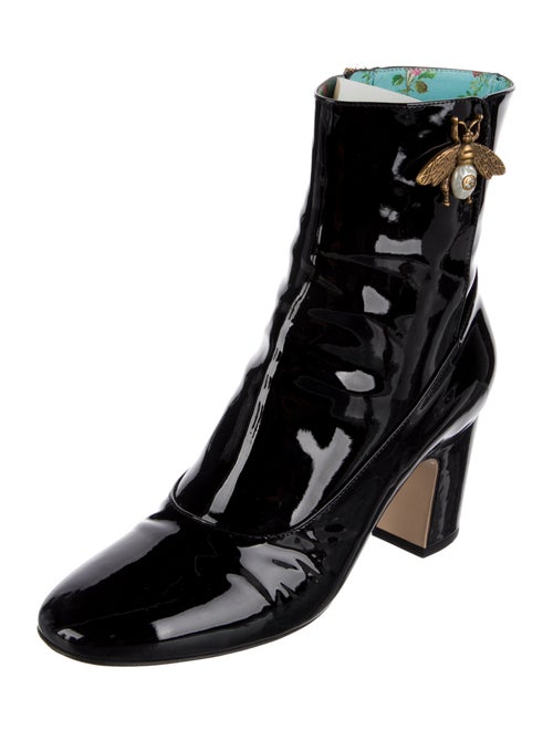 Gucci Faux Pearl Accents Patent Leather Boots