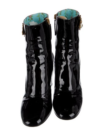 Gucci Faux Pearl Accents Patent Leather Boots