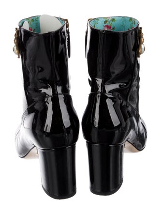 Gucci Faux Pearl Accents Patent Leather Boots