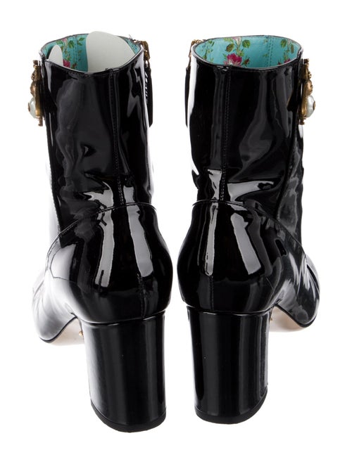 Gucci Faux Pearl Accents Patent Leather Boots