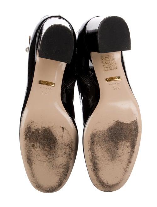 Gucci Faux Pearl Accents Patent Leather Boots