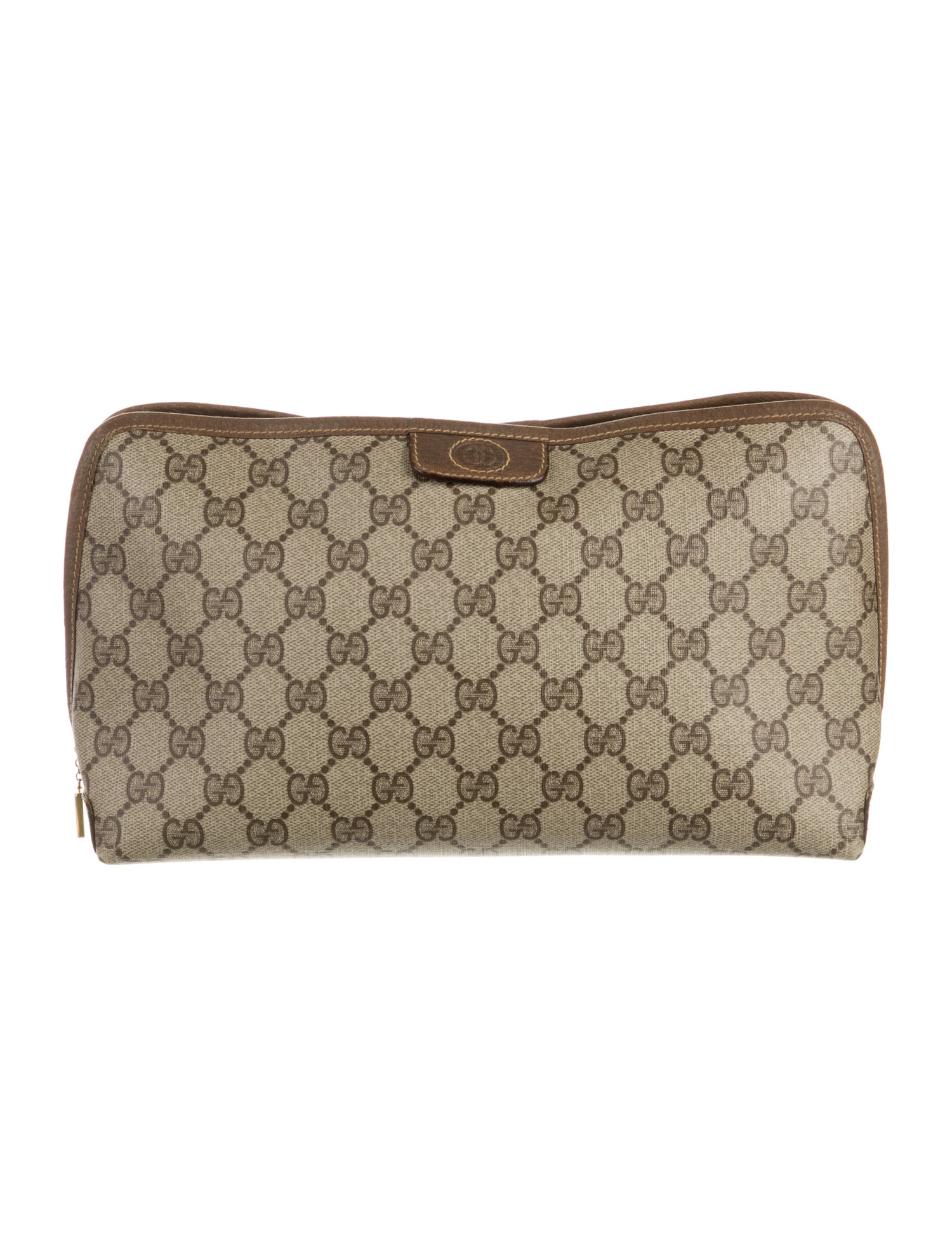 Gucci Brown Pattern Prints Coated canvas cosmetic bag