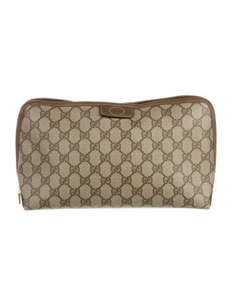 Gucci Brown Pattern Prints Coated canvas cosmetic bag