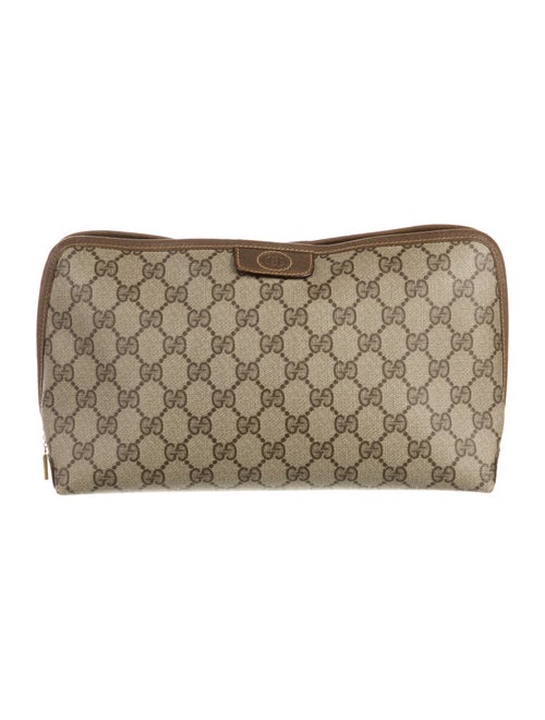 Gucci Brown Pattern Prints Coated canvas cosmetic bag