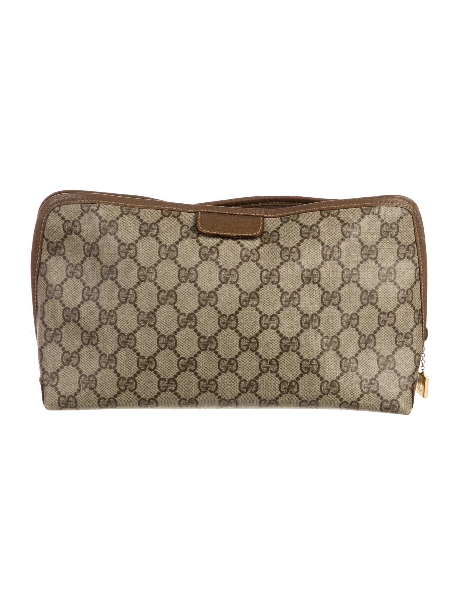 Gucci Brown Pattern Prints Coated canvas cosmetic bag