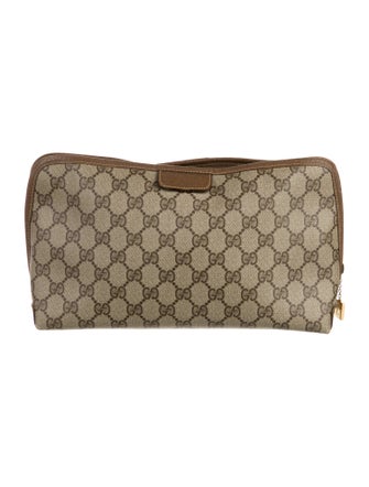 Gucci Brown Pattern Prints Coated canvas cosmetic bag