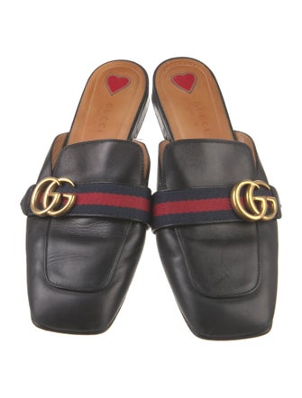 Gucci Double G Logo Leather Mules