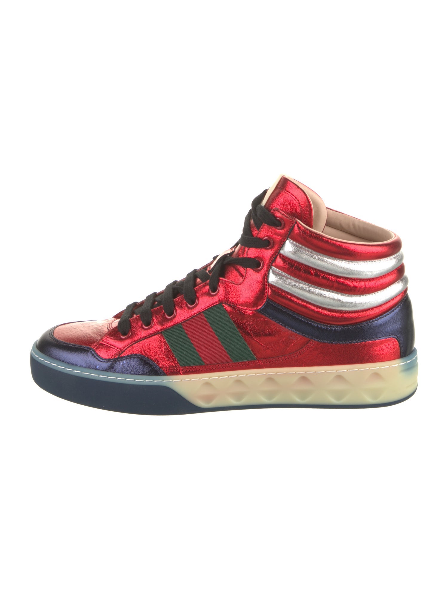 Gucci Leather Colorblock Pattern Sneakers