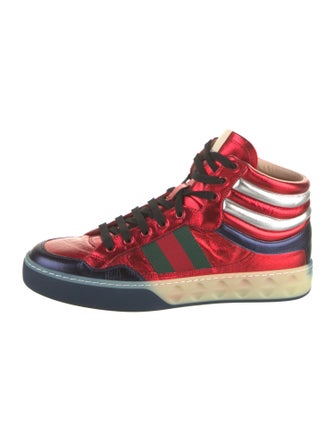Gucci Leather Colorblock Pattern Sneakers