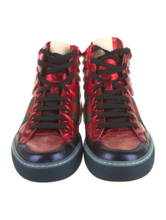 Gucci Leather Colorblock Pattern Sneakers