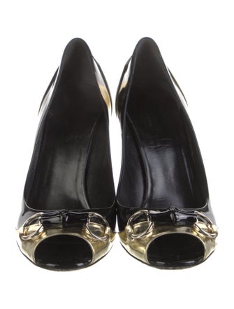 Gucci Horsebit Accent Patent Leather Pumps