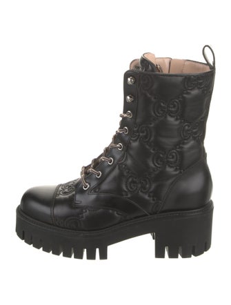 Gucci GG Logo Leather Combat Boots