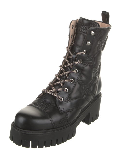 Gucci GG Logo Leather Combat Boots