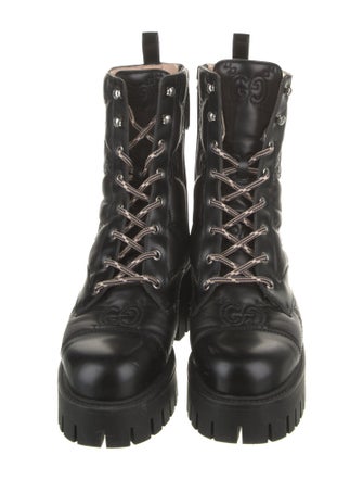 Gucci GG Logo Leather Combat Boots