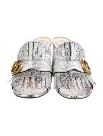 Gucci Double G Logo Leather Slides