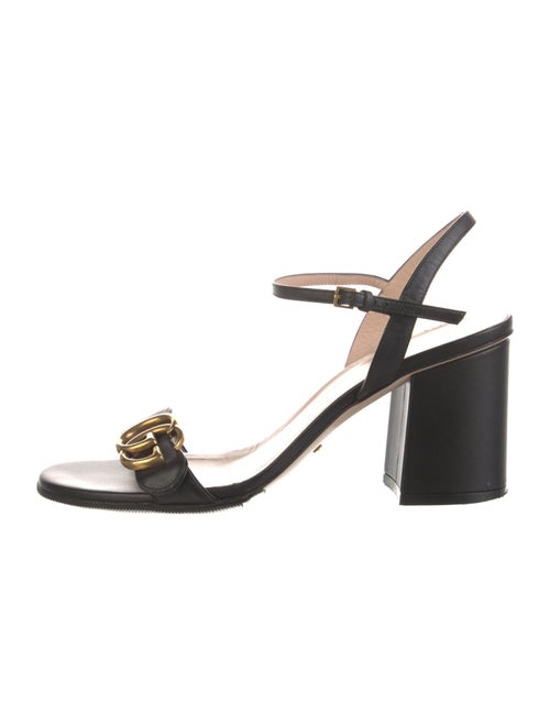 Gucci Double G Logo Leather Slingback Sandals