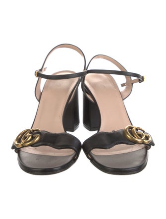 Gucci Double G Logo Leather Slingback Sandals